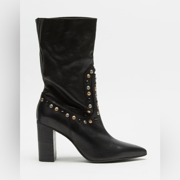Free People Studded Dakota Heel Boots In Black Size 36 - Picture 4 of 12